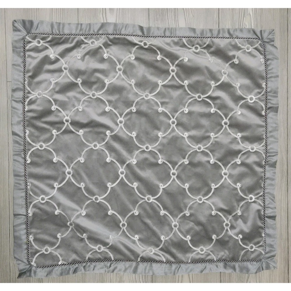 Waterford Pillow Sham Case Silver White Design‎ 26"x26" Decorative Modern